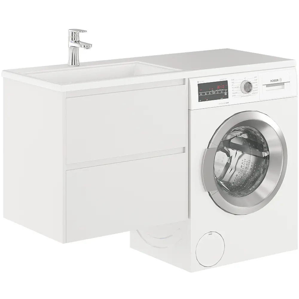 Фото 2 Тумба под раковину Trende Sanft TRE19-W130L + 19-MBCaforR подвесная 65см цвет белый, с раковиной Фото 2 Тумба под раковину Trende Sanft TRE19-W130L + 19-MBCaforR подвесная 65см цвет белый, с раковиной