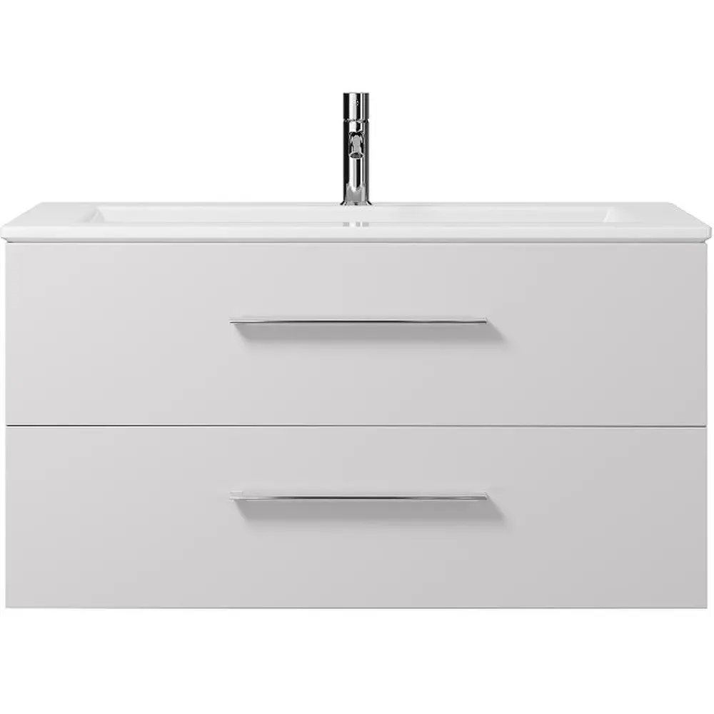 Фото Тумба под раковину Trende Licht TRE10-1105W + 1105-001-0126 подвесная 103см цвет белый, с раковиной Фото Тумба под раковину Trende Licht TRE10-1105W + 1105-001-0126 подвесная 103см цвет белый, с раковиной