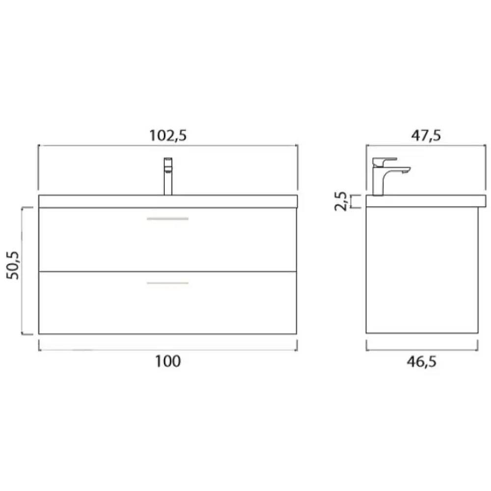 Фото 4 Тумба под раковину Trende Licht TRE10-1105W + 1105-001-0126 подвесная 103см цвет белый, с раковиной Фото 4 Тумба под раковину Trende Licht TRE10-1105W + 1105-001-0126 подвесная 103см цвет белый, с раковиной