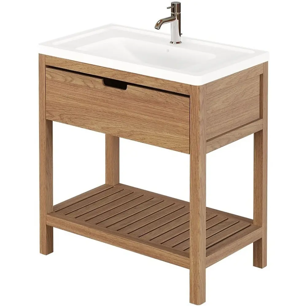 Фото 2 Тумба под раковину Trende Stilvoll TRE9-1008WF + 1008-001-0126 85см цвет коричневый, с раковиной Фото 2 Тумба под раковину Trende Stilvoll TRE9-1008WF + 1008-001-0126 85см цвет коричневый, с раковиной