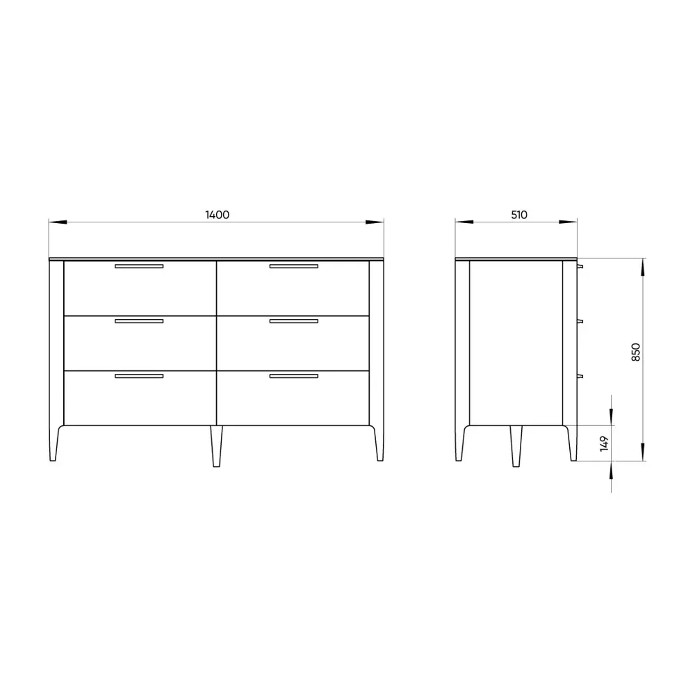Фото 4 Комод Ellipse furniture Type 6 ящиков 140x51x85 см МДФ цвет темно-серый Фото 4 Комод Ellipse furniture Type 6 ящиков 140x51x85 см МДФ цвет темно-серый