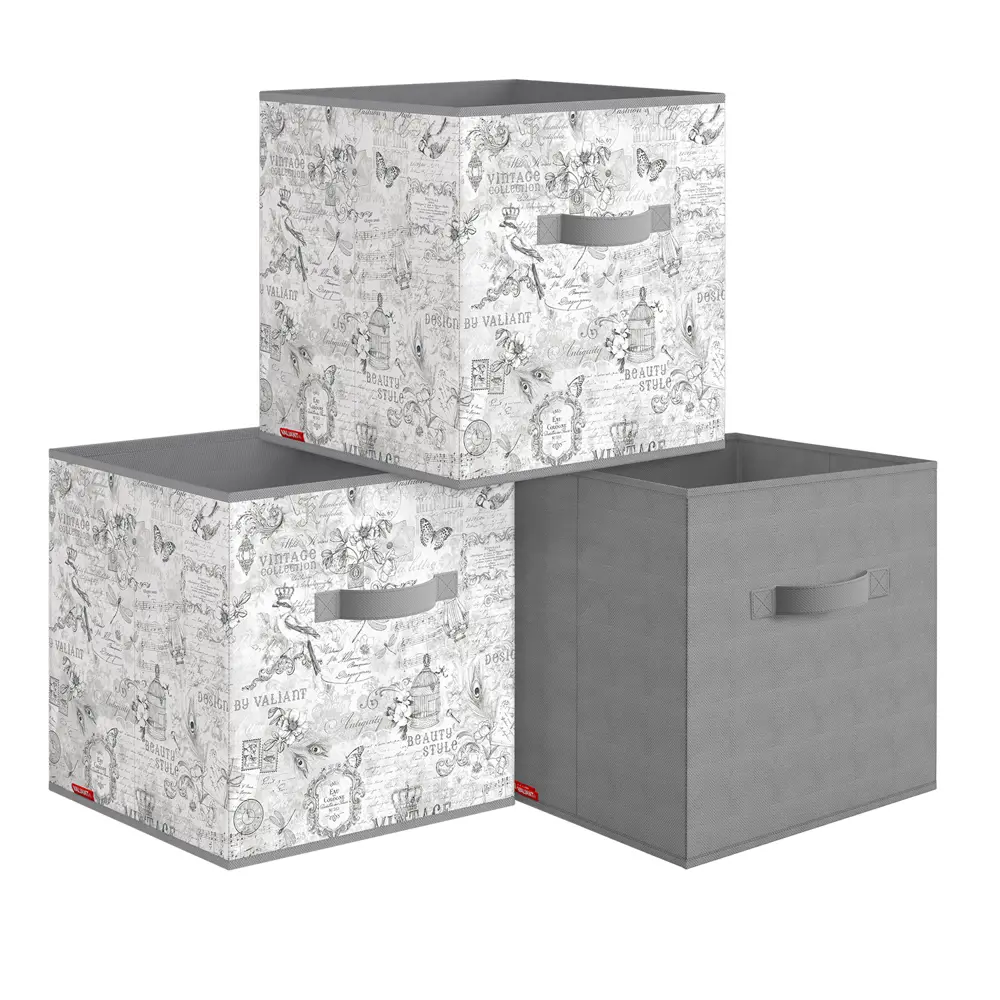 Фото Набор коробов 3 шт Valiant VG-BOX-KSK 31x31x31 см нетканый цвет серый Фото Набор коробов 3 шт Valiant VG-BOX-KSK 31x31x31 см нетканый цвет серый