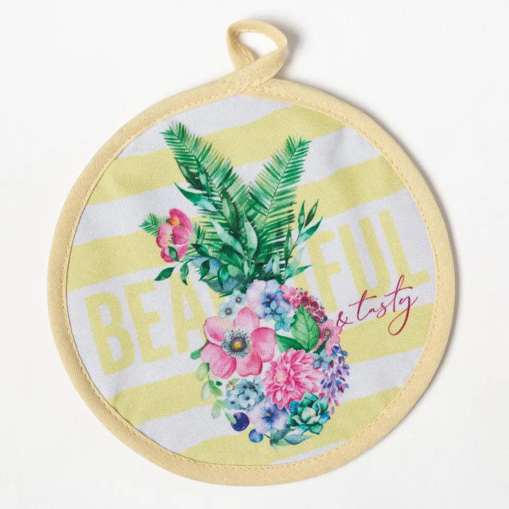 Фото 2 Прихватка 17x17 см Доляна Цветущий ананас хлопок цвет желтый Фото 2 Прихватка 17x17 см Доляна Цветущий ананас хлопок цвет желтый