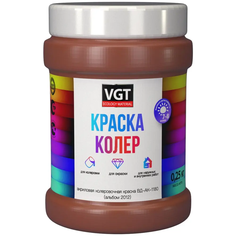 Фото Краситель Vgt 15689в 0.25 л цвет красно-коричневый Фото Краситель Vgt 15689в 0.25 л цвет красно-коричневый