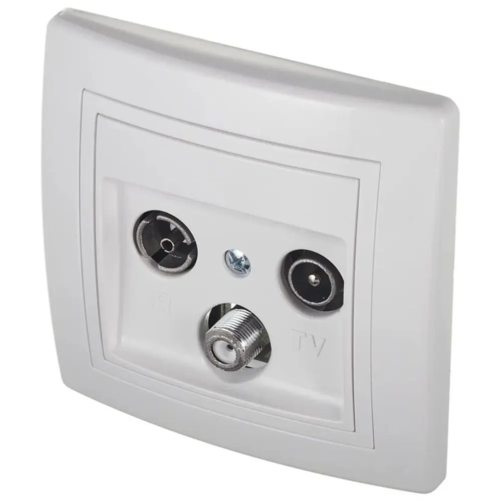 Фото 3 Розетка ТВ/радио/спутник оконечная встраиваемая Aling-conel Prestige 612S.00 цвет белый Фото 3 Розетка ТВ/радио/спутник оконечная встраиваемая Aling-conel Prestige 612S.00 цвет белый