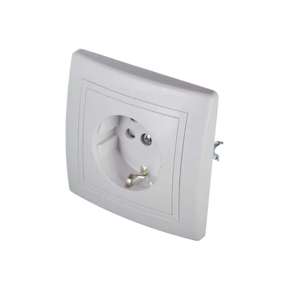 Фото 4 Розетка встраиваемая Aling-conel Prestige 601.00 с заземлением со шторками цвет белый