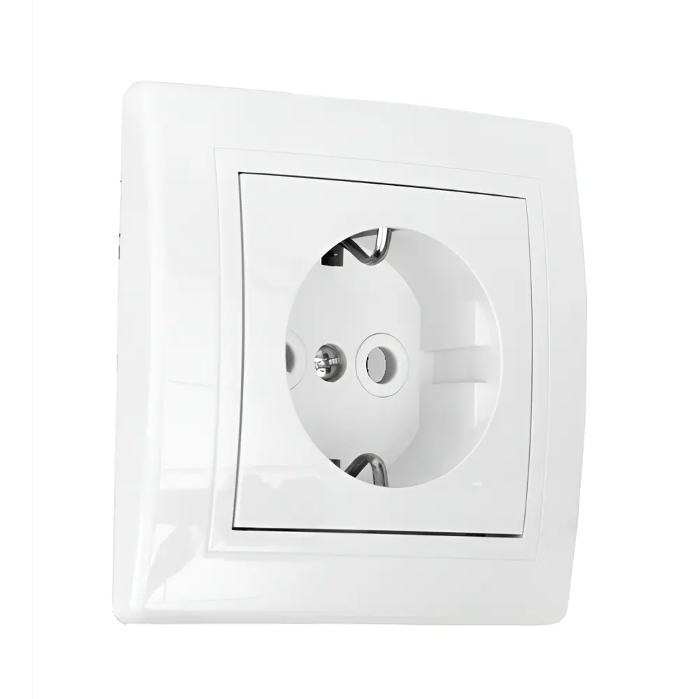 Фото 3 Розетка встраиваемая Aling-conel Prestige 601.00 с заземлением со шторками цвет белый