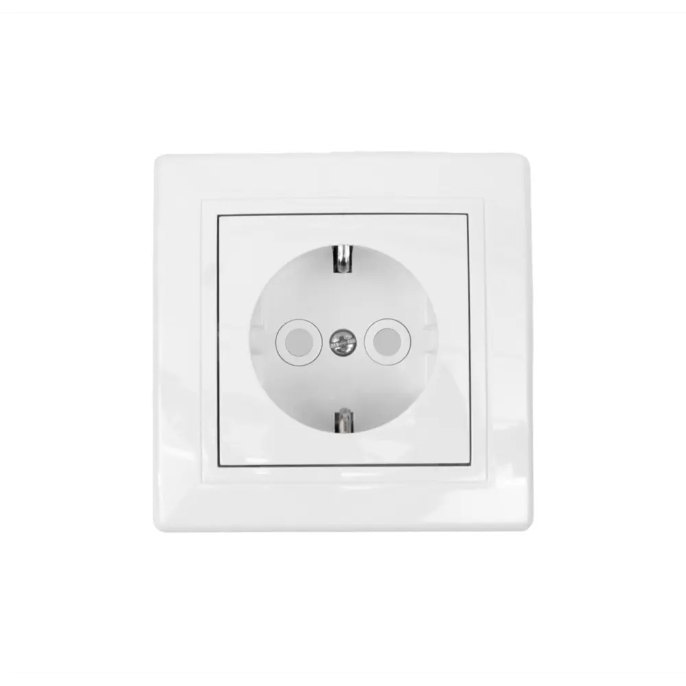 Фото Розетка встраиваемая Aling-conel Prestige 601.00 с заземлением со шторками цвет белый