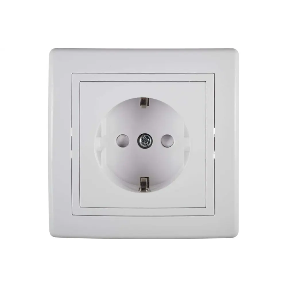 Фото 2 Розетка встраиваемая Aling-conel Prestige 601.00 с заземлением со шторками цвет белый