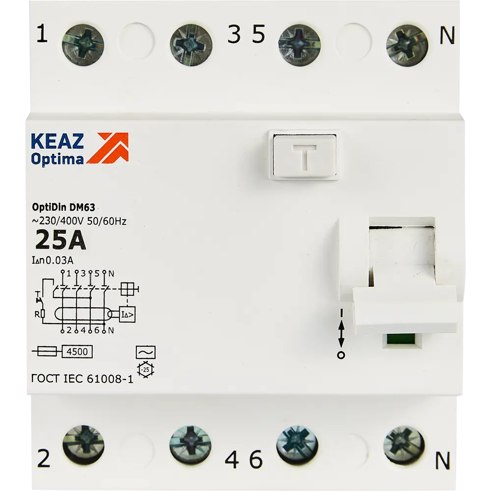 Фото 2 УЗО КЭАЗ 4P 25 А 30 мА 4.5 кА АС Фото 2 УЗО КЭАЗ 4P 25 А 30 мА 4.5 кА АС