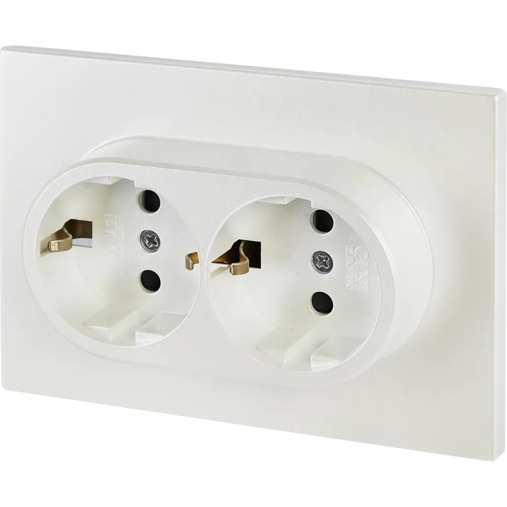 Фото 2 Розетка двойная встраиваемая Gusi Electric с заземлением со шторкой цвет жемчуг Фото 2 Розетка двойная встраиваемая Gusi Electric с заземлением со шторкой цвет жемчуг