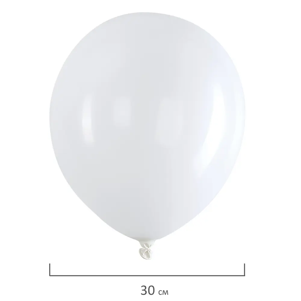 Фото 6 Шарики воздушные набор на праздник 30 см 100 штук Одноцветные белые Brauberg Kids 591875