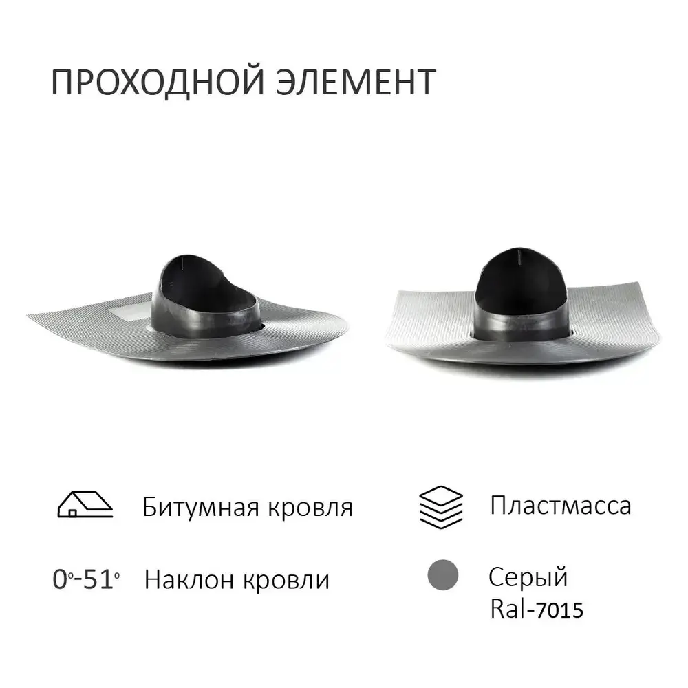 Фото 3 Колпак Polivent D110 с вентиляционным выходом 110 мм и проходным элементом для битумной кровли цвет серый Фото 3 Колпак Polivent D110 с вентиляционным выходом 110 мм и проходным элементом для битумной кровли цвет серый