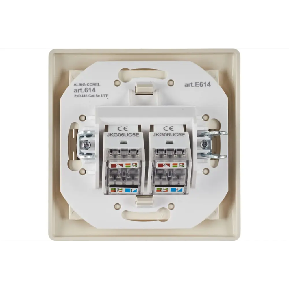 Фото 6 Розетка компьютерная двойная встраиваемая Aling-conel Prestige 614.99 RJ45 кат.5e UTP цвет кремовый Фото 6 Розетка компьютерная двойная встраиваемая Aling-conel Prestige 614.99 RJ45 кат.5e UTP цвет кремовый