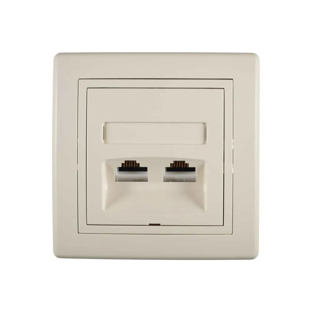 Фото 2 Розетка компьютерная двойная встраиваемая Aling-conel Prestige 614.99 RJ45 кат.5e UTP цвет кремовый Фото 2 Розетка компьютерная двойная встраиваемая Aling-conel Prestige 614.99 RJ45 кат.5e UTP цвет кремовый