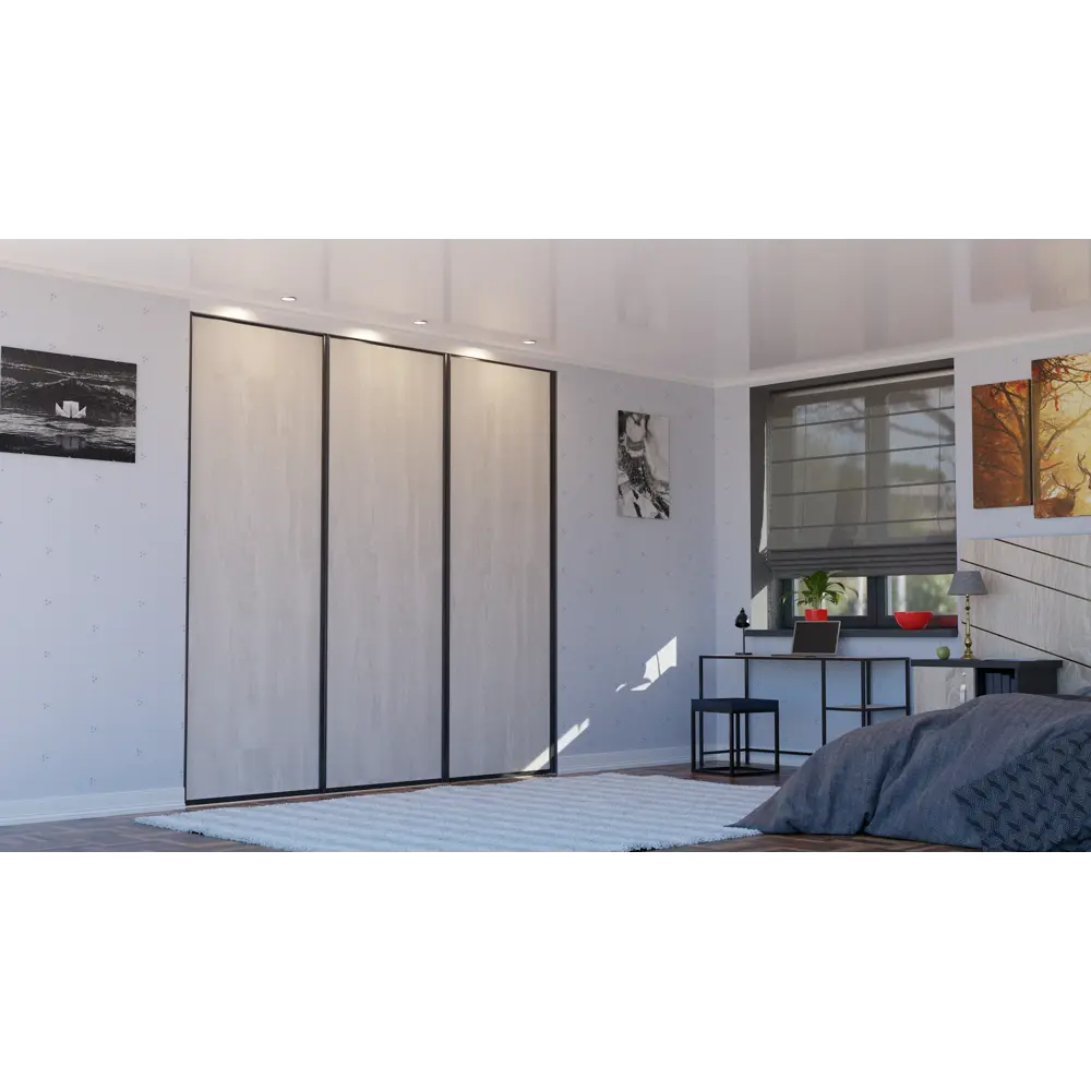 Фото 2 Дверь для шкафа-купе Найди DKL60/225.К350B 60.40x225.50x0.3 см сталь цвет черный матовый/бетон Фото 2 Дверь для шкафа-купе Найди DKL60/225.К350B 60.40x225.50x0.3 см сталь цвет черный матовый/бетон