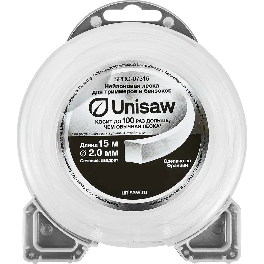 Фото Леска для триммера Unisaw ø2.0 мм 15 м квадрат Фото Леска для триммера Unisaw ø2.0 мм 15 м квадрат