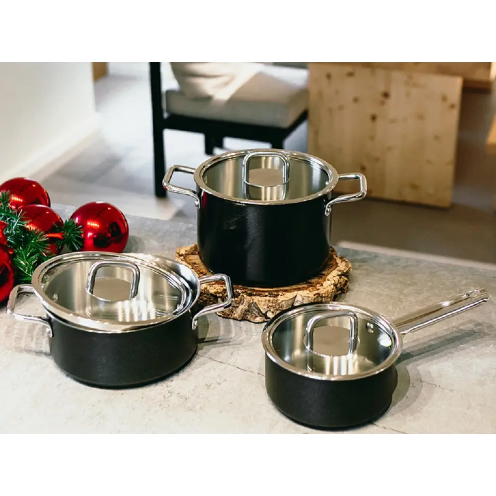 Фото 2 Кастрюля 2.2 л с крышкой Silampos Comfort Glass Black нержавеющая сталь цвет черный Фото 2 Кастрюля 2.2 л с крышкой Silampos Comfort Glass Black нержавеющая сталь цвет черный