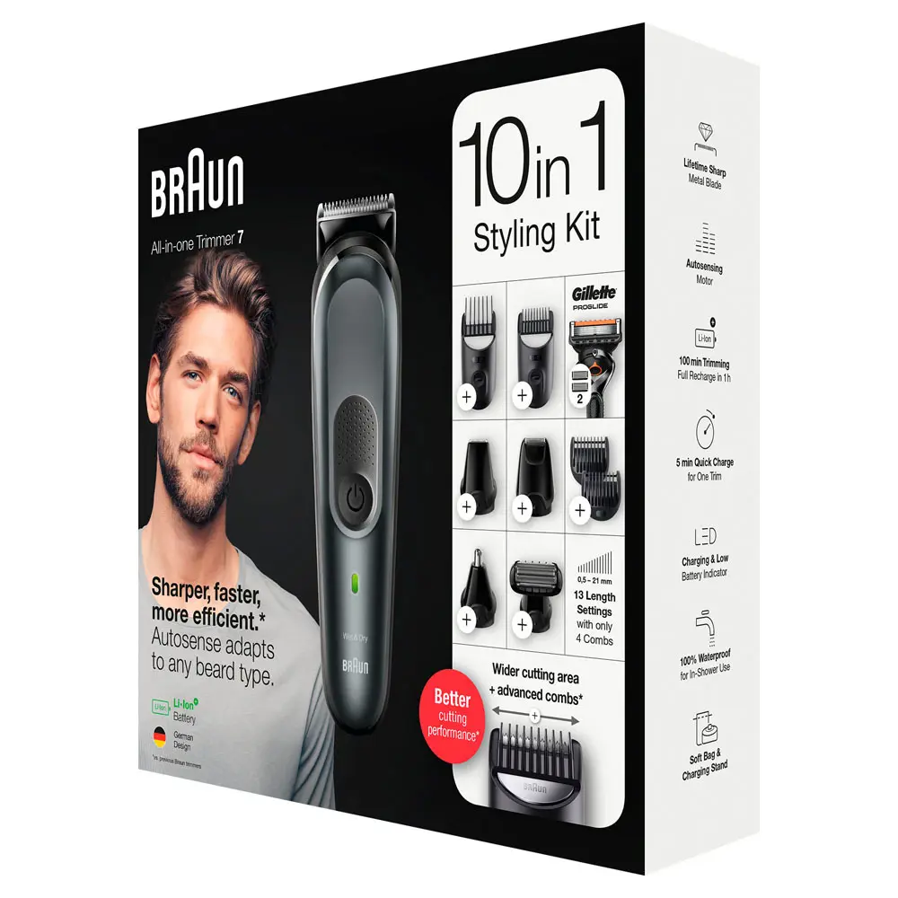 Фото 2 Триммер для бороды и усов Braun MGK7321, 10 в 1 + бритва Gillette Фото 2 Триммер для бороды и усов Braun MGK7321, 10 в 1 + бритва Gillette