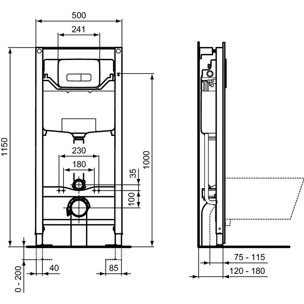 Фото 10 Инсталляция для подвесного унитаза Ideal Standard ProSys 120 M с кнопкой Фото 10 Инсталляция для подвесного унитаза Ideal Standard ProSys 120 M с кнопкой