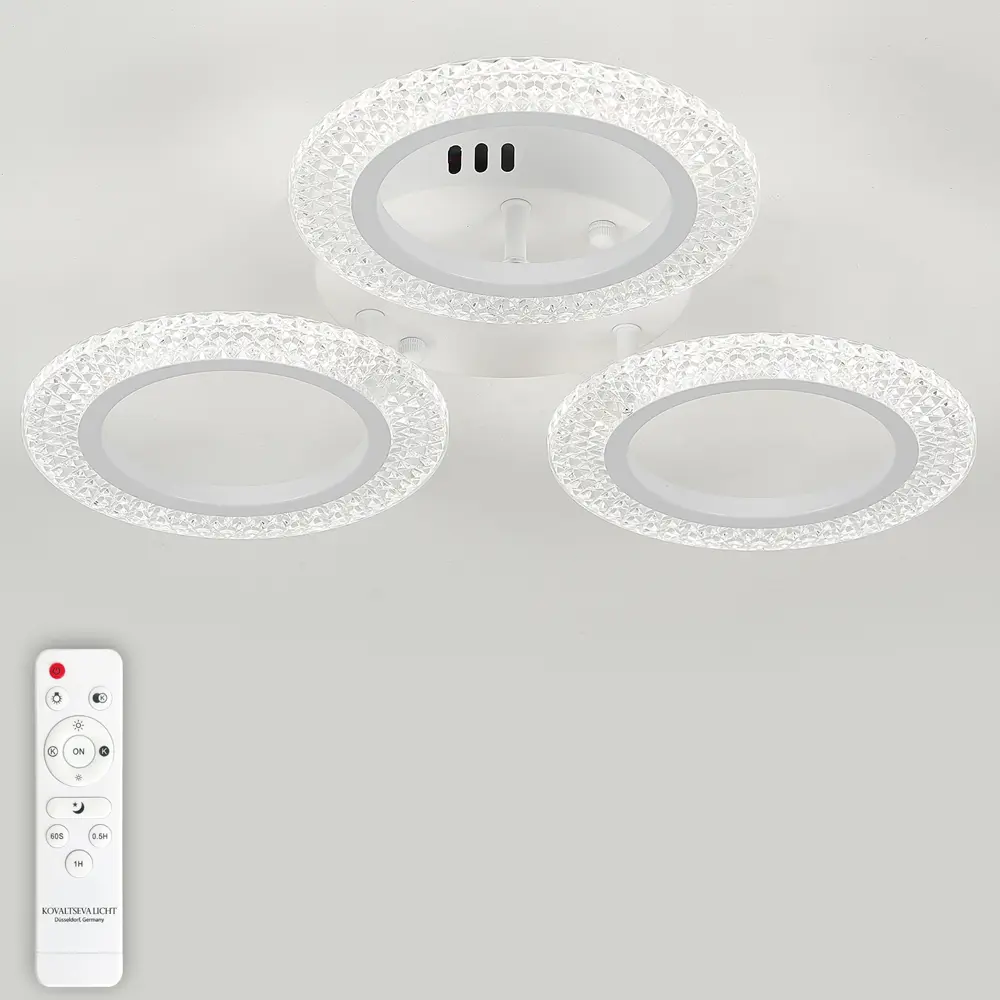 Фото Люстра потолочная светодиодная Natali Kovaltseva lamps 81122/3c с пультом управления 10 м² регулируемый белый свет цвет белый Фото Люстра потолочная светодиодная Natali Kovaltseva lamps 81122/3c с пультом управления 10 м² регулируемый белый свет цвет белый