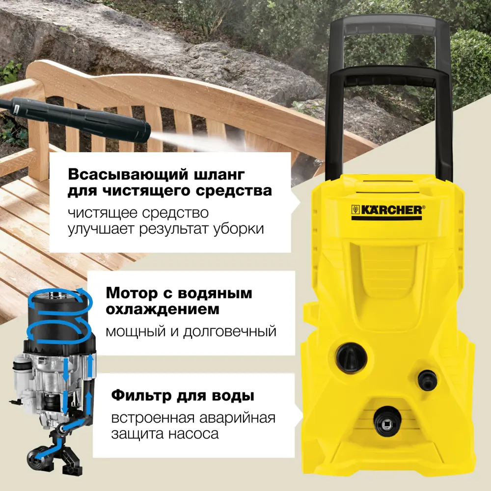 Фото 4 Мойка высокого давления Karcher K 4 Basic 1.180-080.0, 110 бар, 420 л/ч Фото 4 Мойка высокого давления Karcher K 4 Basic 1.180-080.0, 110 бар, 420 л/ч