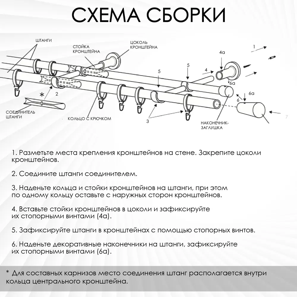 Фото 7 Карниз для штор двухрядный Эскар 9680015350, 350 см, металл, цвет бронза, триглиф комби Фото 7 Карниз для штор двухрядный Эскар 9680015350, 350 см, металл, цвет бронза, триглиф комби