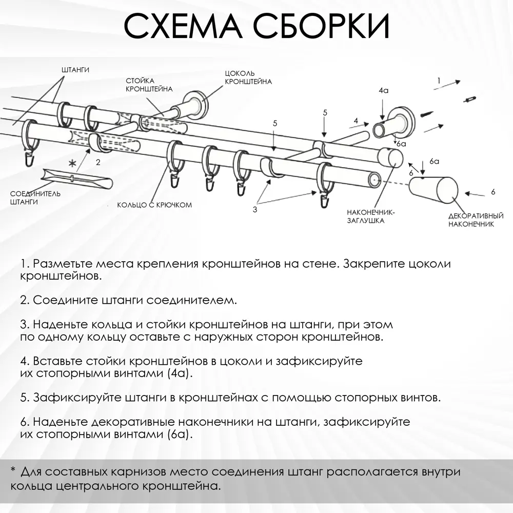 Фото 7 Карниз для штор двухрядный Эскар 9460017200, 200 см металл, цвет бронза, цилиндр в кольце Фото 7 Карниз для штор двухрядный Эскар 9460017200, 200 см металл, цвет бронза, цилиндр в кольце