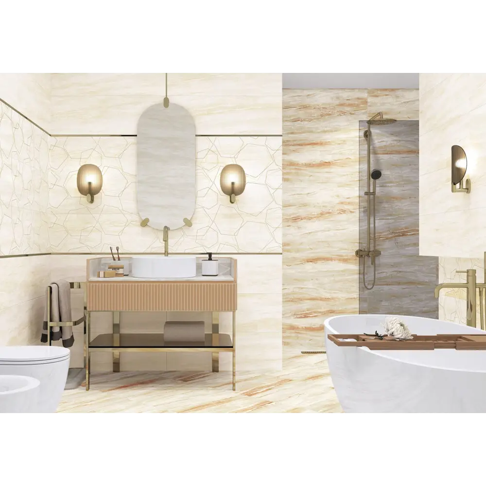 Фото Декор плиточный настенный Alma ceramica Denver Dwu93dnv04rekb 30x90см цвет бежевый