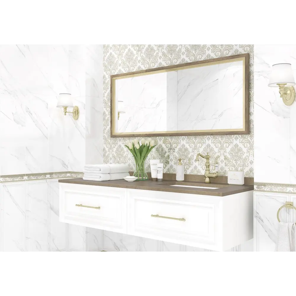 Фото Декор плиточный настенный Alma ceramica Ilana Dwu12iln07rekb 24.6x74см цвет белый; бежевый Фото Декор плиточный настенный Alma ceramica Ilana Dwu12iln07rekb 24.6x74см цвет белый; бежевый