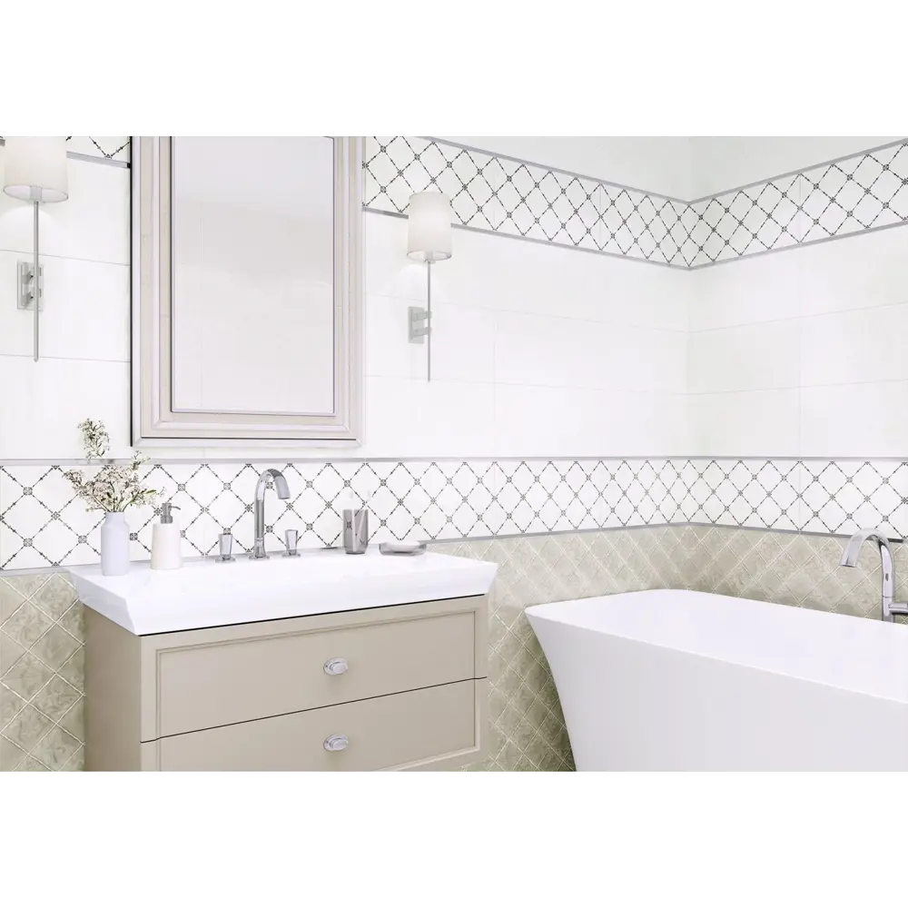 Фото Керамическая плитка Alma ceramica TWU09MNR030ekb 24.9x50см цвет белый, цена за упаковку Фото Керамическая плитка Alma ceramica TWU09MNR030ekb 24.9x50см цвет белый, цена за упаковку