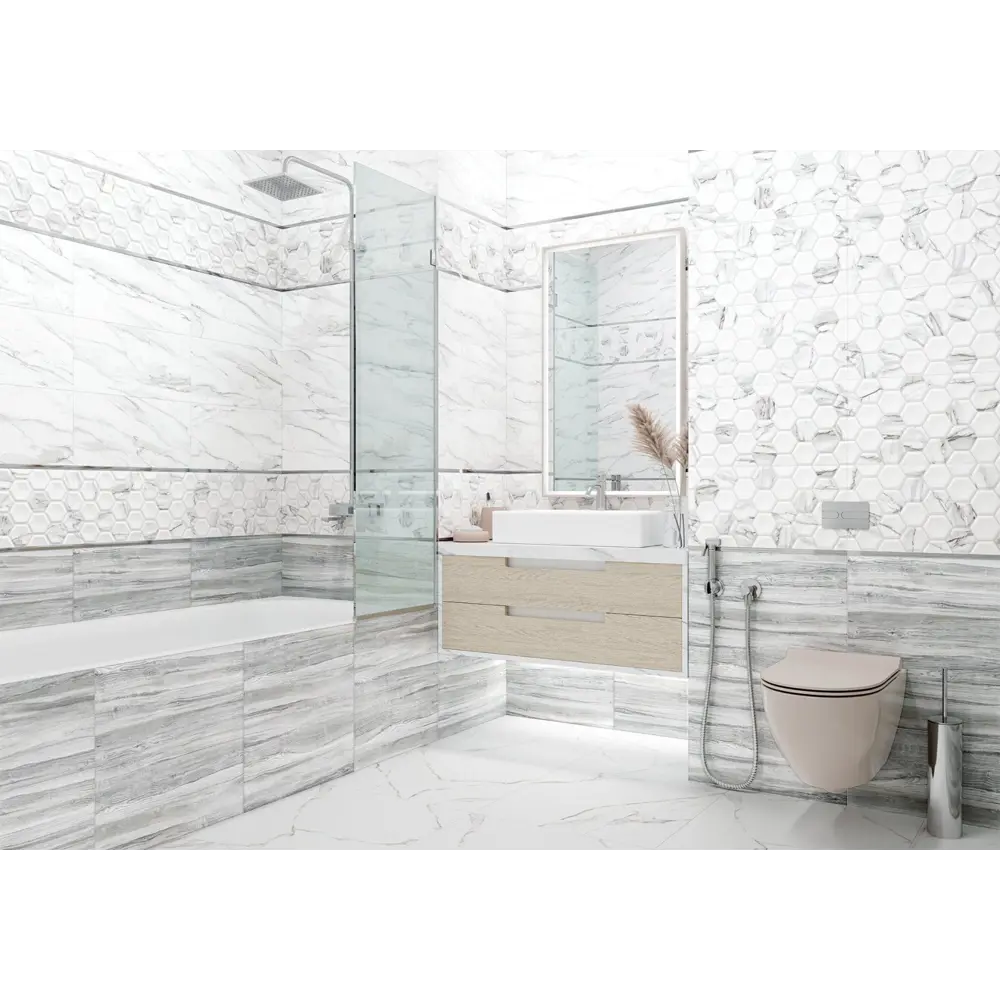 Фото 2 Керамическая плитка Alma ceramica TWU09WDX707ekb 24.9x50см цвет серая, цена за упаковку Фото 2 Керамическая плитка Alma ceramica TWU09WDX707ekb 24.9x50см цвет серая, цена за упаковку
