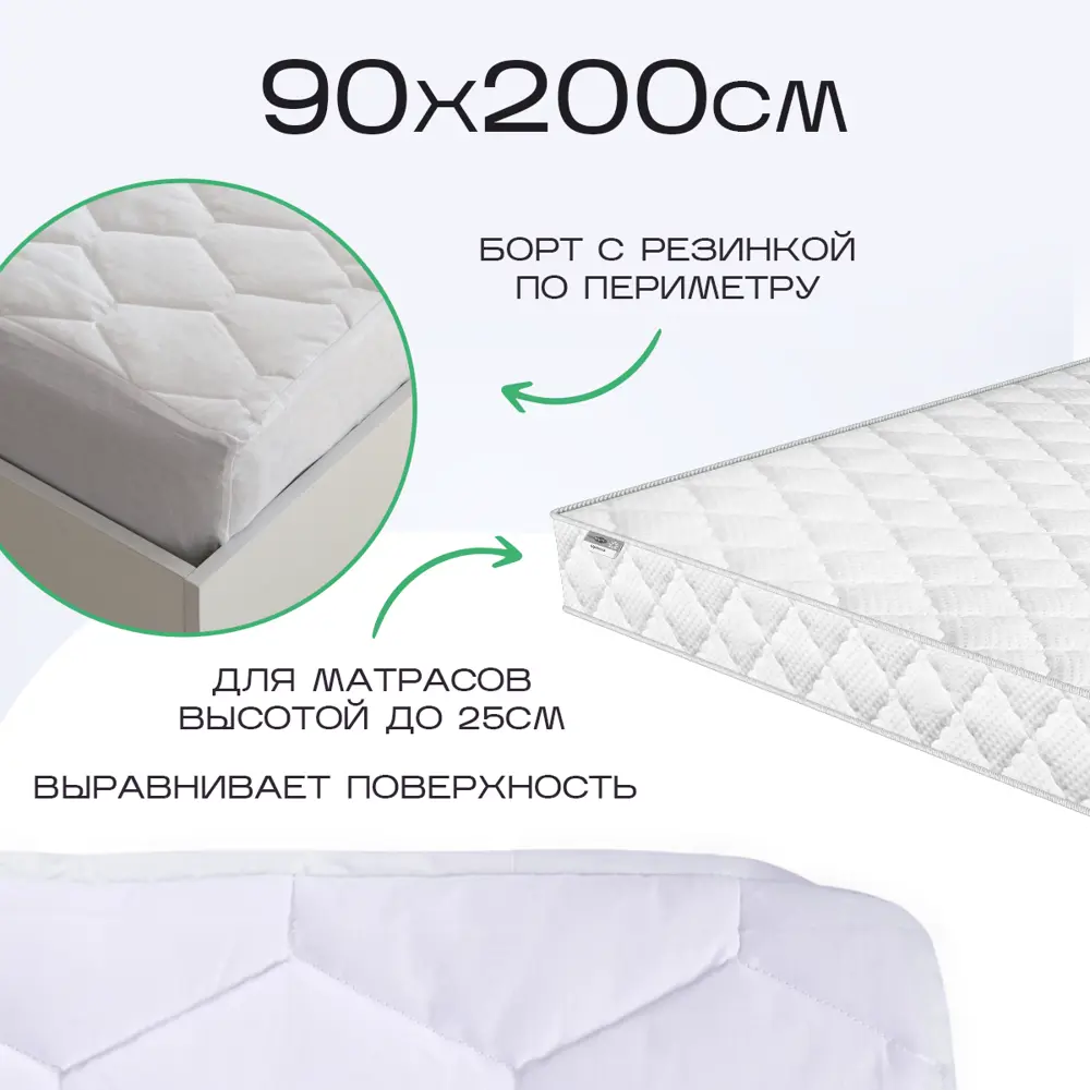 Фото 2 Наматрасник Sn Textile с бортом защитный бамбук 90x200 Фото 2 Наматрасник Sn Textile с бортом защитный бамбук 90x200