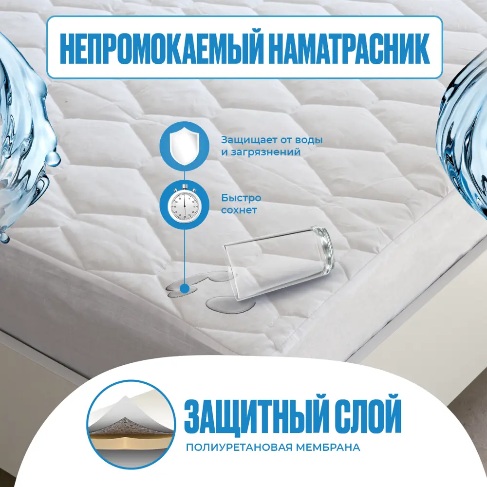 Фото Наматрасник Sn Textile на резинках Водонепроницаемый "Аквастоп" 180x200 Фото Наматрасник Sn Textile на резинках Водонепроницаемый "Аквастоп" 180x200