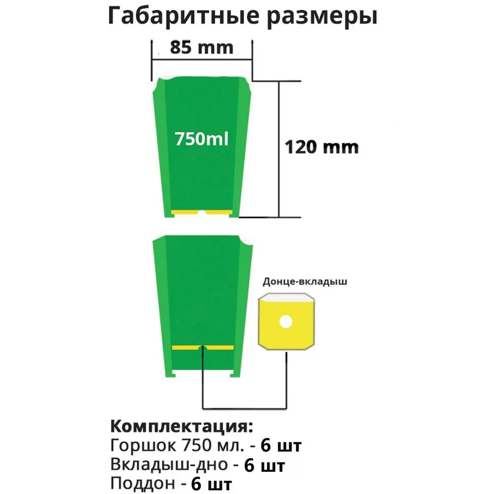 Фото 4 Горшки для рассады и цветов Пеликан 6 шт по 750 мл зеленые Фото 4 Горшки для рассады и цветов Пеликан 6 шт по 750 мл зеленые