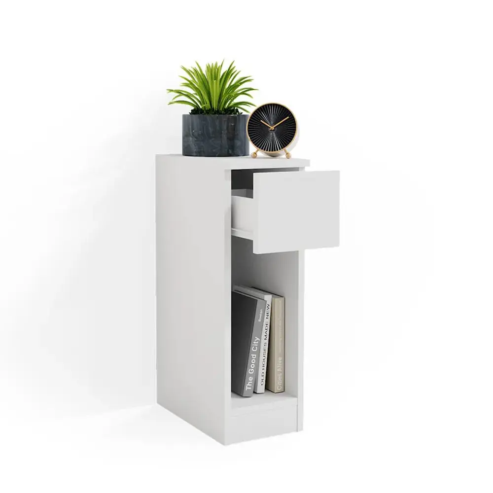 Фото Тумба прикроватная Vision 1 ящик 20x59.5x35 см ЛДСП белый Фото Тумба прикроватная Vision 1 ящик 20x59.5x35 см ЛДСП белый