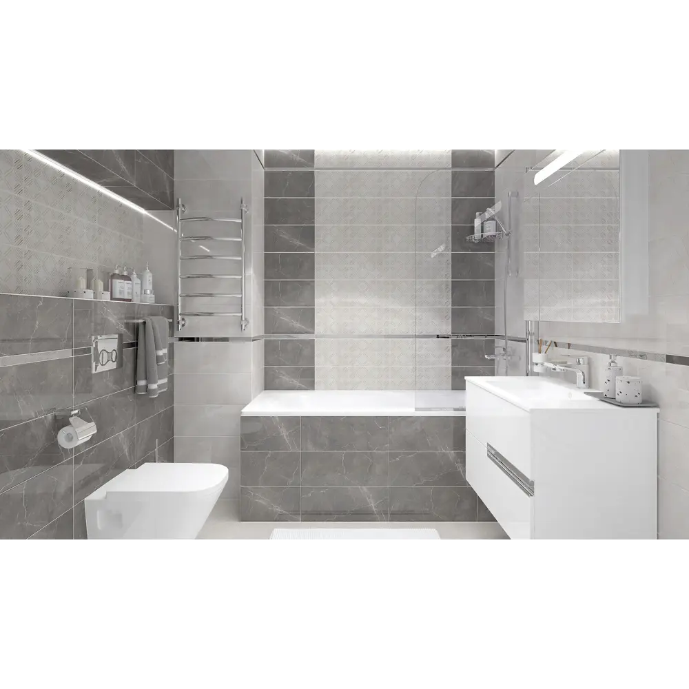 Фото Керамическая плитка Laparet Fronda х9999284079 20x50см 1.1 м² цвет светло-серый, цена за упаковку Фото Керамическая плитка Laparet Fronda х9999284079 20x50см 1.1 м² цвет светло-серый, цена за упаковку