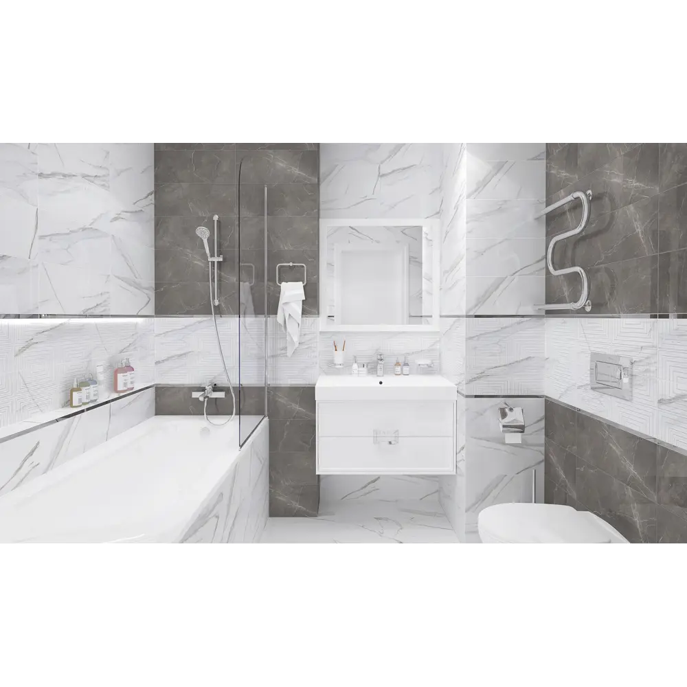 Фото 8 Керамическая плитка Laparet Aria х9999284071 20x50см 1.1 м² цвет белый, цена за упаковку