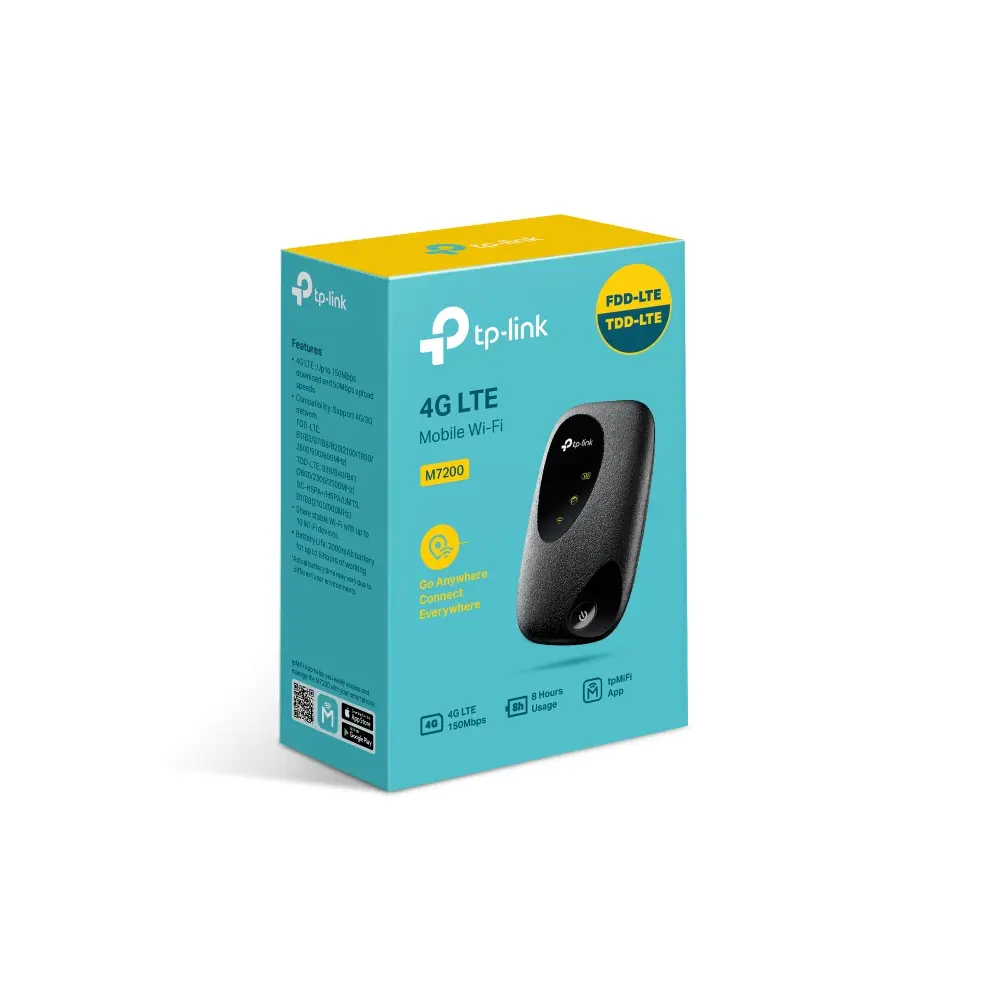 Фото 3 Wi-Fi роутер TP-Link M7200 2G/3G/4G внешний, цвет черный Фото 3 Wi-Fi роутер TP-Link M7200 2G/3G/4G внешний, цвет черный