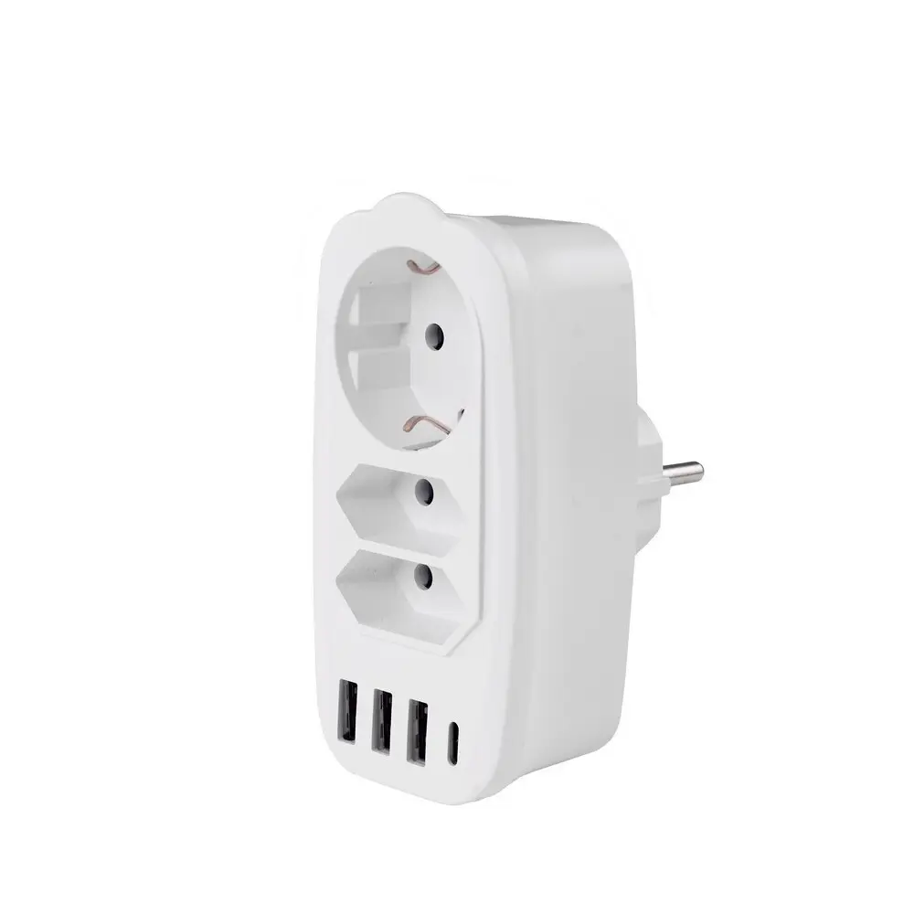 Фото Разветвитель RocketSocket Socket Adapter 3 розетки 16 A 3 USB 3A+C цвет белый Фото Разветвитель RocketSocket Socket Adapter 3 розетки 16 A 3 USB 3A+C цвет белый