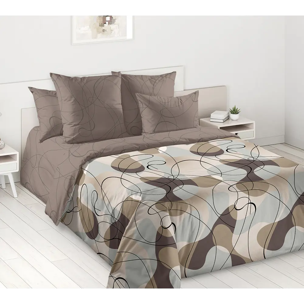 Фото Комплект постельного белья Home mercury Композиция 32083 евро перкаль коричневый