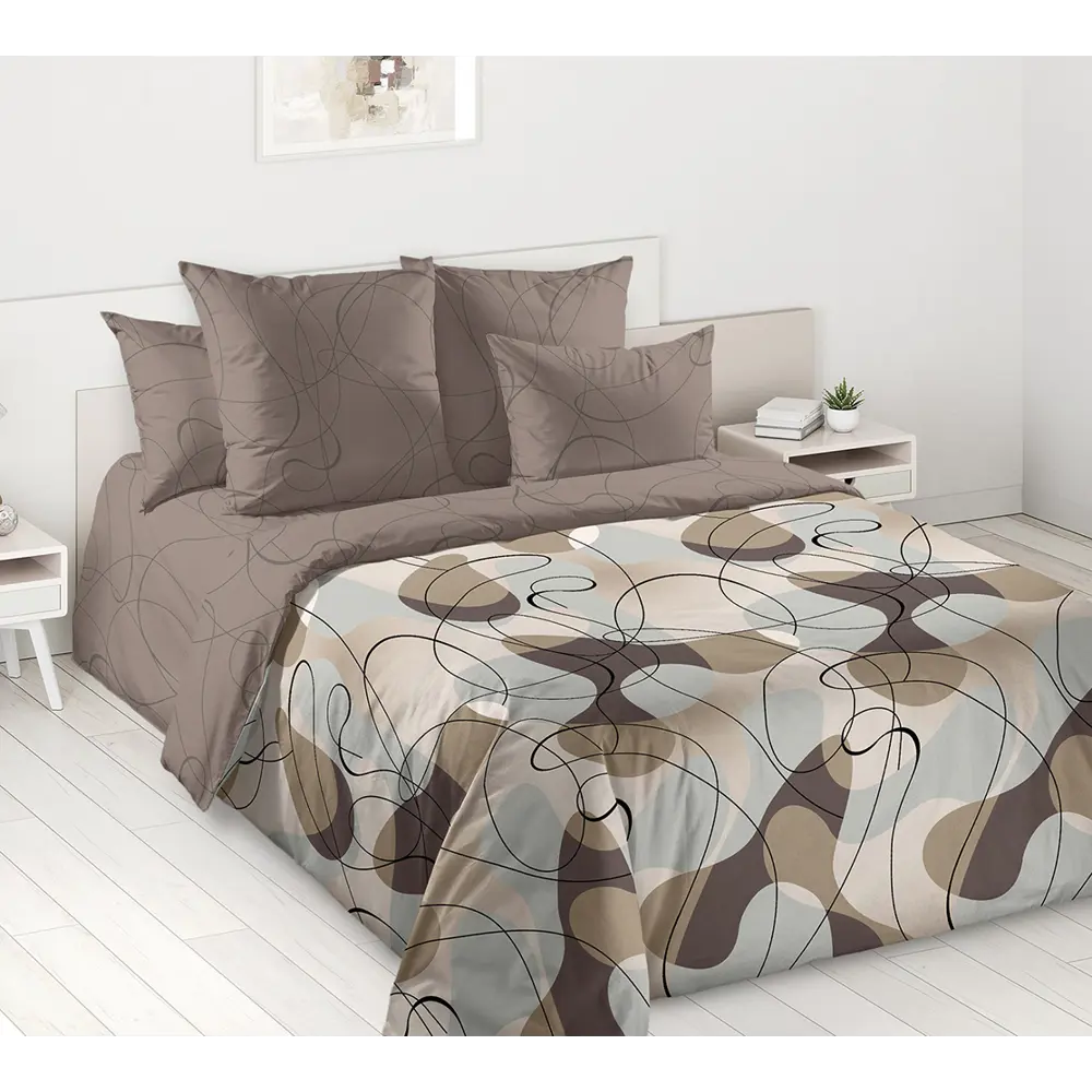 Фото Комплект постельного белья Home mercury Композиция 32090 евро перкаль коричневый