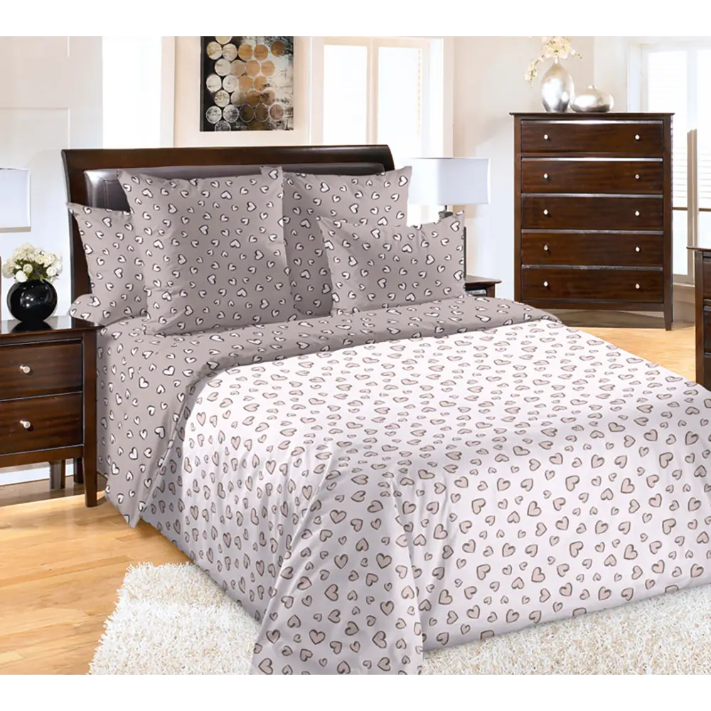 Фото Комплект постельного белья Home mercury Сердечки 34 31452 2-спальный перкаль розовый