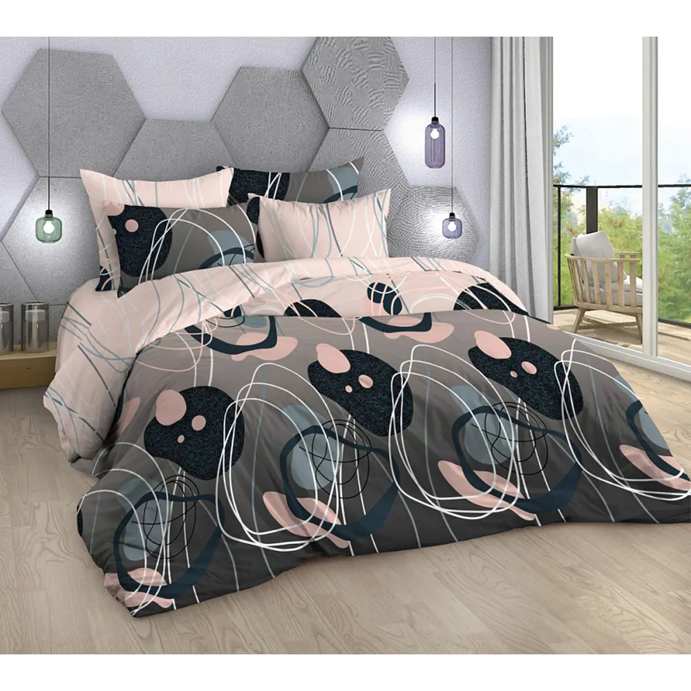 Фото Комплект постельного белья Home mercury Абстракт 32591 1.5-спальный бязь розовый