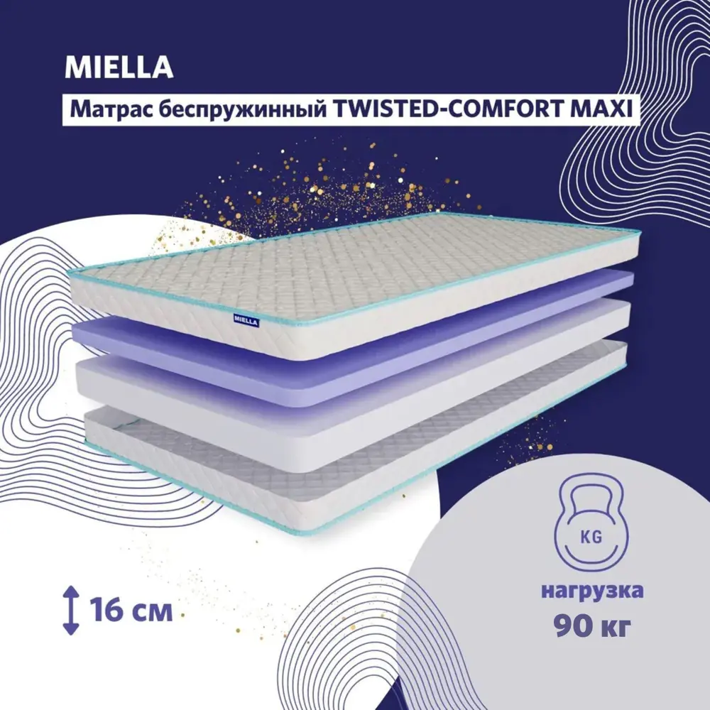 Фото Матрас Miella Twisted Comfort Maxi 140x195 см, двуспальный, латексный