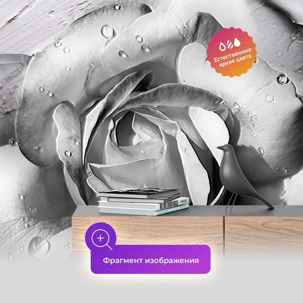 Фото 3 Фотообои флизелиновые Первое ателье 150x100 см Черно-белая роза pw97369-1 Фото 3 Фотообои флизелиновые Первое ателье 150x100 см Черно-белая роза pw97369-1