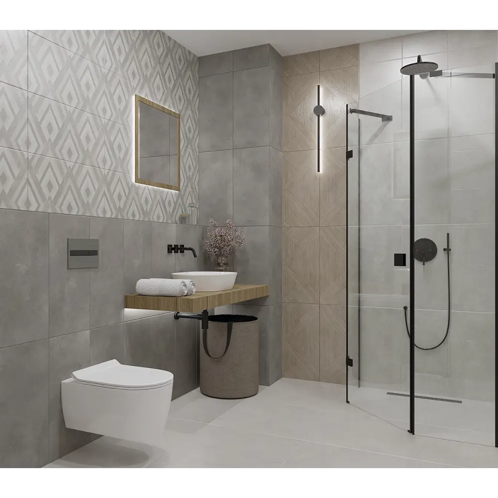 Фото 8 Плитка настенная Azori Cemento Shadow 31.5x63 см 1.59 м² матовая цвет темно-серый