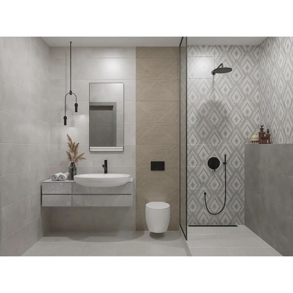 Фото 4 Плитка настенная Azori Cemento Shadow 31.5x63 см 1.59 м² матовая цвет темно-серый