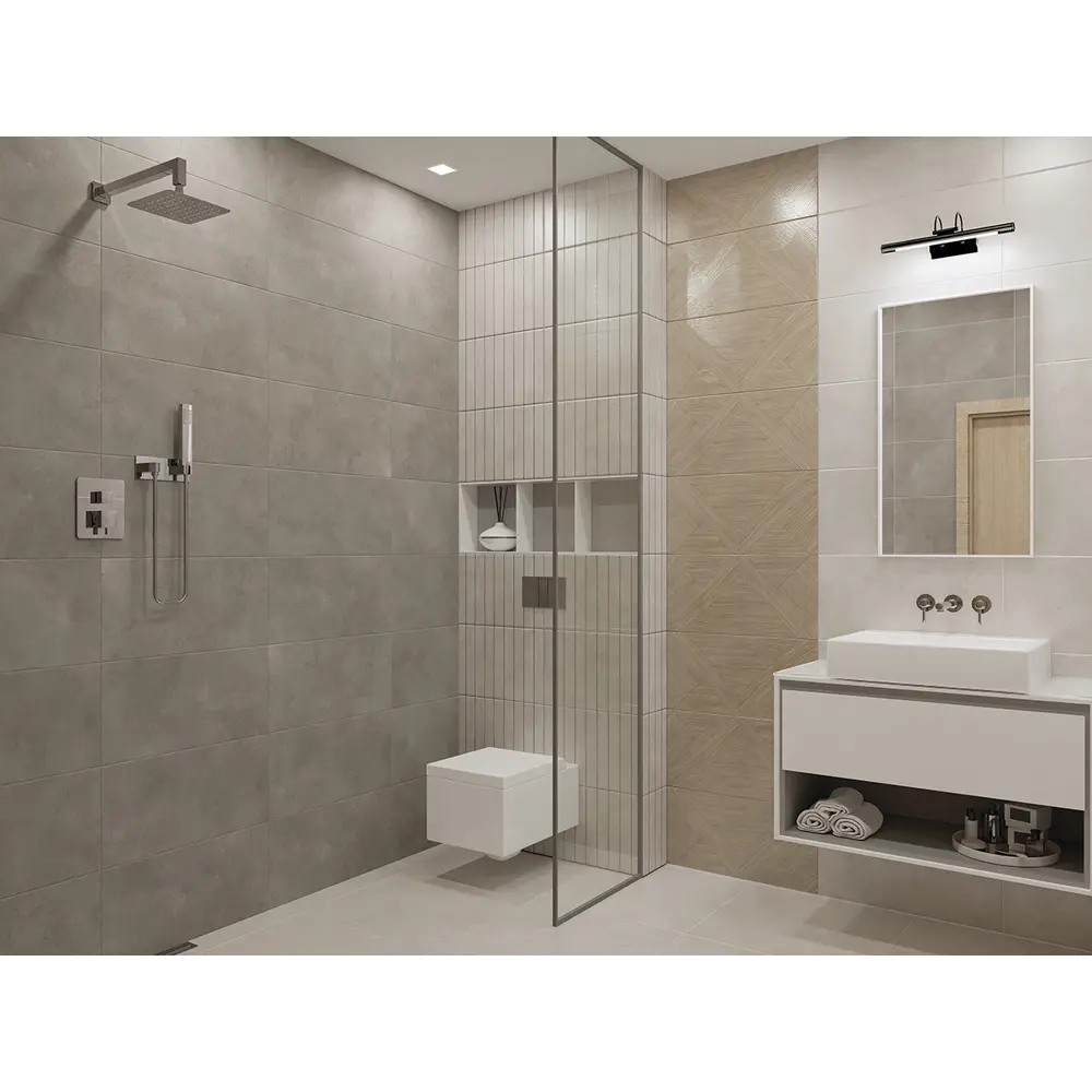 Фото 6 Плитка настенная Azori Cemento Shadow 31.5x63 см 1.59 м² матовая цвет темно-серый