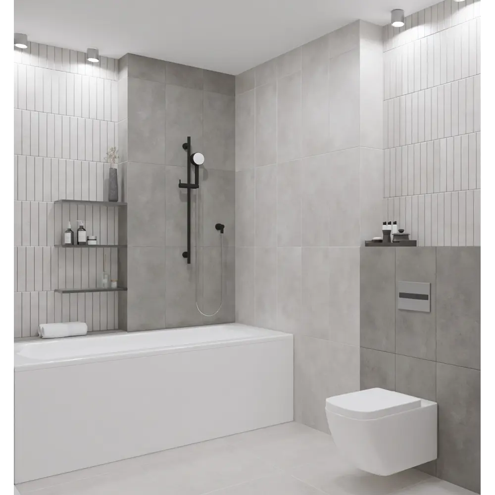 Фото 3 Плитка настенная Azori Cemento Shadow 31.5x63 см 1.59 м² матовая цвет темно-серый